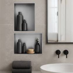 PÓŁKA ŁAZIENKOWA WNĘKOWA UNO BEZ KOŁNIERZA CHROM 45X30X10 CM