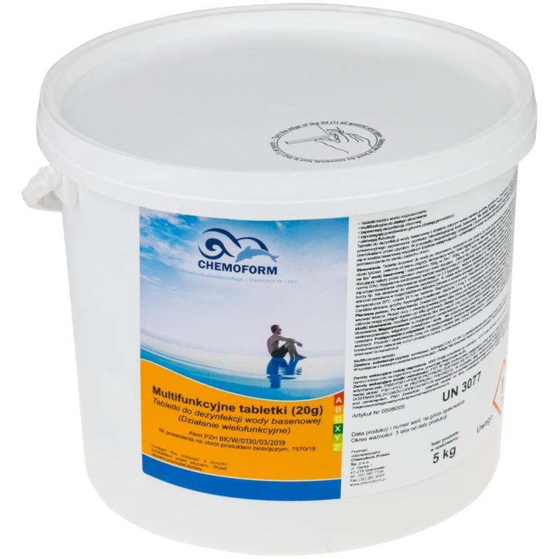 TABLETKI DO DEZYNFEKCJI WODY CHEMOFORM CHEMACHLOR T TABLETKI 20G 5KG 250 TABLETEK