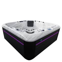 JACUZZI OGRODOWE WANNA SPA347 BIAŁY MARMUR OBUDOWA ANTRACYT 230x230 CM