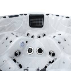 JACUZZI OGRODOWE WANNA SPA347 BIAŁY MARMUR OBUDOWA ANTRACYT 230x230 CM