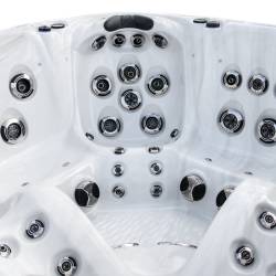 JACUZZI OGRODOWE WANNA SPA347 BIAŁY MARMUR OBUDOWA ANTRACYT 230x230 CM