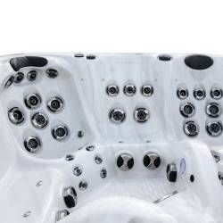 JACUZZI OGRODOWE WANNA SPA347 BIAŁY MARMUR OBUDOWA ANTRACYT 230x230 CM