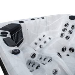 JACUZZI OGRODOWE WANNA SPA347 BIAŁY MARMUR OBUDOWA ANTRACYT 230x230 CM