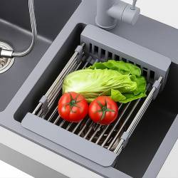 OCIEKACZ DO NACZYŃ TELESKOPOWY DO ZLEWU KUCHENNEGO ZLEWOZMYWAKA SZARY