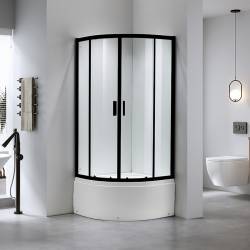 KABINA PRYSZNICOWA PÓŁOKRĄGŁA Z BRODZIKIEM MAJA CZARNA 90x90 CM 5 MM