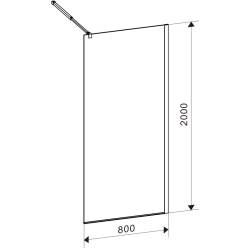 ŚCIANKA PRYSZNICOWA SH05B CZARNA 80 CM 8 MM SH05B-BL-80