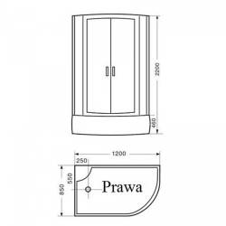 KABINA PRYSZNICOWA Z HYDROMASAŻEM VICTORIA 9912R PRAWA 120x85 CM VICTORIA-9912R-120