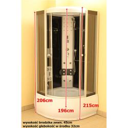 KABINA PRYSZNICOWA Z HYDROMASAŻEM I SAUNĄ WSH7127S 110x110 CM WSH7127S-110