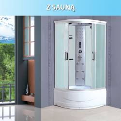 KABINA PRYSZNICOWA Z HYDROMASAŻEM I SAUNĄ WSH1306A MAT BIAŁA 90x90 CM WSH1306AS-90