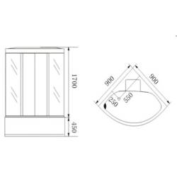 KABINA PRYSZNICOWA Z HYDROMASAŻEM I SAUNĄ WSH1306A MAT BIAŁA 90x90 CM WSH1306AS-90