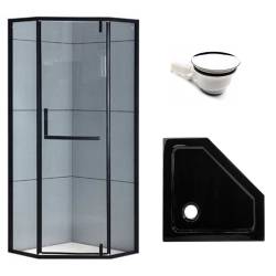 KABINA PRYSZNICOWA PIĘCIOKĄTNA Z BRODZIKIEM KZ4026B/ST07B CZARNA/CZARNY 90x90 CM KZ4026B-BL+ST07B-BL