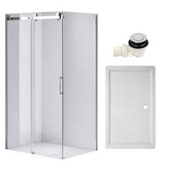 KABINA PRYSZNICOWA PROSTOKĄTNA Z BRODZIKIEM KZ203C/SXL03E CHROM/BIAŁY 120x80 CM KZ203C+SXL03E