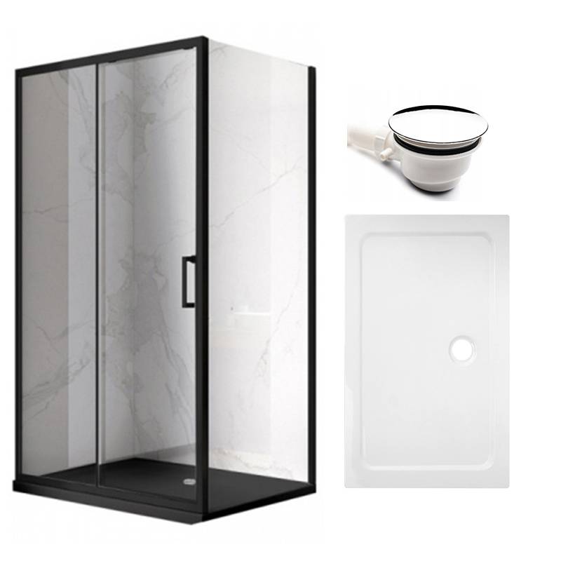 KABINA PRYSZNICOWA PROSTOKĄTNA KZ103C/ST03C CZARNA/BIAŁY 120x80 CM KZ103C-BL+ST03C-WH