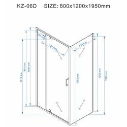 KABINA PRYSZNICOWA PROSTOKĄTNA KZ06D CHROM 120x80 CM KZ06D-120X80