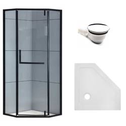 KABINA PRYSZNICOWA PIĘCIOKĄTNA + BRODZIK KZ4026A/ST07A CZARNA/BIAŁY 80x80CM KZ4026A-BL+ST07A-WH