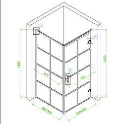 KABINA PRYSZNICOWA KWADRATOWA BS10B CZARNA 90x90 CM BS10B-90