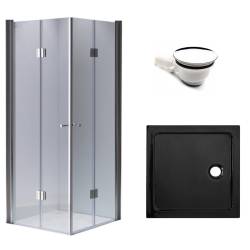 KABINA PRYSZNICOWA KWADRATOWA + BRODZIK KZ1290C/ST06A CHROM/CZARNY 100x100 KZ1290C+ST06A-BL