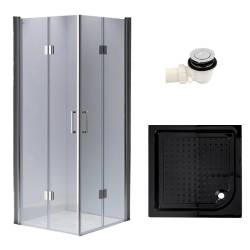 KABINA PRYSZNICOWA KWADRATOWA + BRODZIK KZ1290B/SXL02B CHROM/CZARNY 90x90 KZ1290B+SXL02B-BL