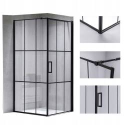 KABINA PRYSZNICOWA KWADRATOWA + BORDZIK BS13B/SXL02B CZARNA/BIAŁY 90x90 CM BS13B+SXL02B-WH