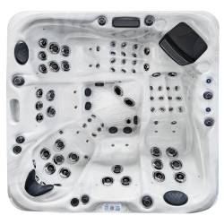 JACUZZI OGRODOWE WANNA SPA347 BIAŁY MARMUR OBUDOWA ANTRACYT 230x230 CM