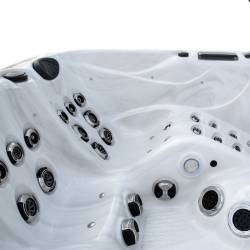JACUZZI OGRODOWE WANNA SPA347 BIAŁY MARMUR OBUDOWA ANTRACYT 230x230 CM
