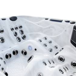 JACUZZI OGRODOWE WANNA SPA347 BIAŁY MARMUR OBUDOWA ANTRACYT 230x230 CM