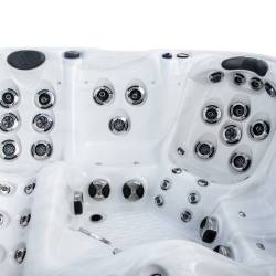 JACUZZI OGRODOWE WANNA SPA347 BIAŁY MARMUR OBUDOWA ANTRACYT 230x230 CM