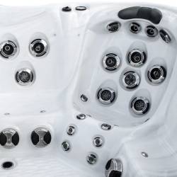 JACUZZI OGRODOWE WANNA SPA347 BIAŁY MARMUR OBUDOWA ANTRACYT 230x230 CM