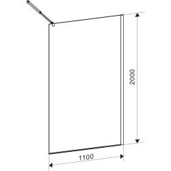ŚCIANKA PRYSZNICOWA SH07E CZARNA 110 CM 8 MM SH07E-BL-110