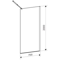 ŚCIANKA PRYSZNICOWA SH07A CHROM 70 CM 8 MM SH07A-70