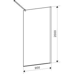 ŚCIANKA PRYSZNICOWA SH05C CZARNA 90 CM 8MM SH05C-BL-90