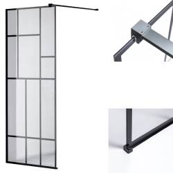 ŚCIANKA PRYSZNICOWA SH05C CZARNA 90 CM 8MM SH05C-BL-90