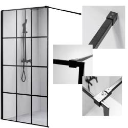 ŚCIANKA PRYSZNICOWA SH04F CZARNA 120 CM 8 MM SH04F-BL-120