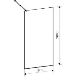 ŚCIANKA PRYSZNICOWA SH04D CZARNA 100 CM 8 MM SH04D-BL-100