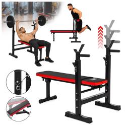ŁAWKA DO ĆWICZEŃ PŁASKA POD SZTANGĘ REGULOWANA STOJAKI RP04 RP04