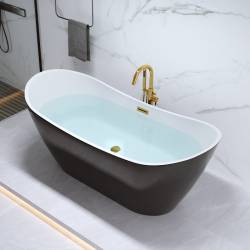 Wanna wolnostojąca CZARNA 160x75 cm RICA 513B AKRYL ZŁOTY PRZELEW GOLD RICA-513B-BL-P-GL