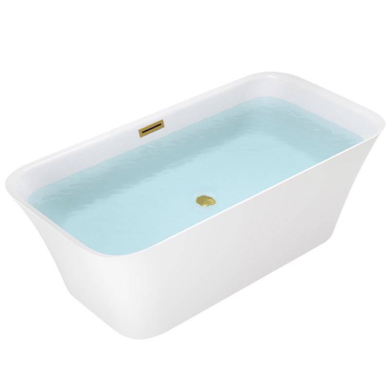 WANNA WOLNOSTOJĄCA VIANA 511C BIAŁA PRZELEW ZŁOTY SZCZOTKOWANY 170x80 CM VIANA-511C-P-GL-BR