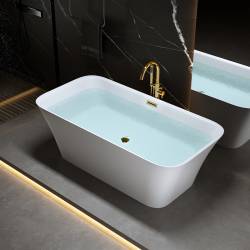 WANNA WOLNOSTOJĄCA VIANA 511B BIAŁA PRZELEW ZŁOTY 160x80 CM VIANA-511B-P-GL