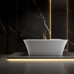 WANNA WOLNOSTOJĄCA VIANA 511B BIAŁA PRZELEW ZŁOTY 160x80 CM VIANA-511B-P-GL