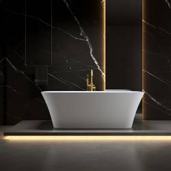 WANNA WOLNOSTOJĄCA VIANA 511A BIAŁA PRZELEW ZŁOTY SZCZOTKOWANY 150x75 CM VIANA-511A-P-GL-BR