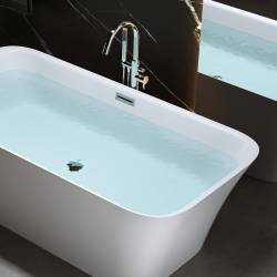WANNA WOLNOSTOJĄCA VIANA 511A BIAŁA PRZELEW CHROM 150x75 CM VIANA-511A-150X75