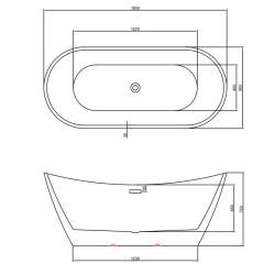 WANNA WOLNOSTOJĄCA RICA 513D BIAŁA PRZELEW ZŁOTY SZCZOTKOWANY 180x80 CM RICA-513D-P-GL-BR