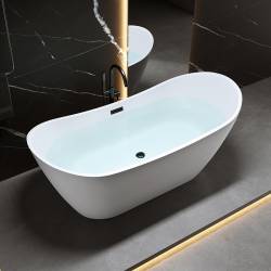 WANNA WOLNOSTOJĄCA RICA 513D BIAŁA PRZELEW CZARNY 180x80 CM RICA-513D-P-BL