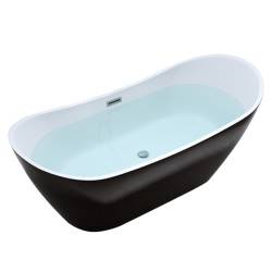 WANNA WOLNOSTOJĄCA RICA 513C CZARNA PRZELEW CHROM 170x75 CM RICA-513C-BL-170X75