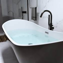 WANNA WOLNOSTOJĄCA RICA 513C CZARNA PRZELEW CHROM 170x75 CM RICA-513C-BL-170X75