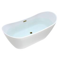 WANNA WOLNOSTOJĄCA RICA 513C BIAŁA PRZELEW ZŁOTY 170x75 CM RICA-513C-P-GL