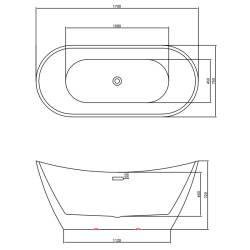 WANNA WOLNOSTOJĄCA RICA 513C BIAŁA PRZELEW ZŁOTY 170x75 CM RICA-513C-P-GL