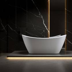 WANNA WOLNOSTOJĄCA RICA 513C BIAŁA PRZELEW CZARNY 170x75 CM RICA-513C-P-BL