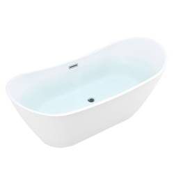 WANNA WOLNOSTOJĄCA RICA 513C BIAŁA PRZELEW CHROM 170x75 CM RICA-513C-170X75