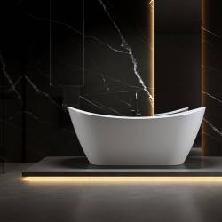 WANNA WOLNOSTOJĄCA RICA 513C BIAŁA PRZELEW CHROM 170x75 CM RICA-513C-170X75